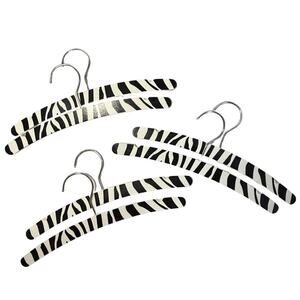 Wooden Zebra Children’s Hangers Set Of 6 Black White Stripe 11” Safari Animals